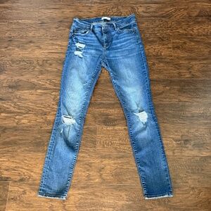 LOFT Modern Skinny Distressed Jeans Light Wash Mid Rise Size 6/28